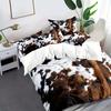 Brown And Black Cow Pattern Yak Leather Bedding Set With Washable Ultra-Fine Microfiber Duvet Cover, Soft And Comfortable