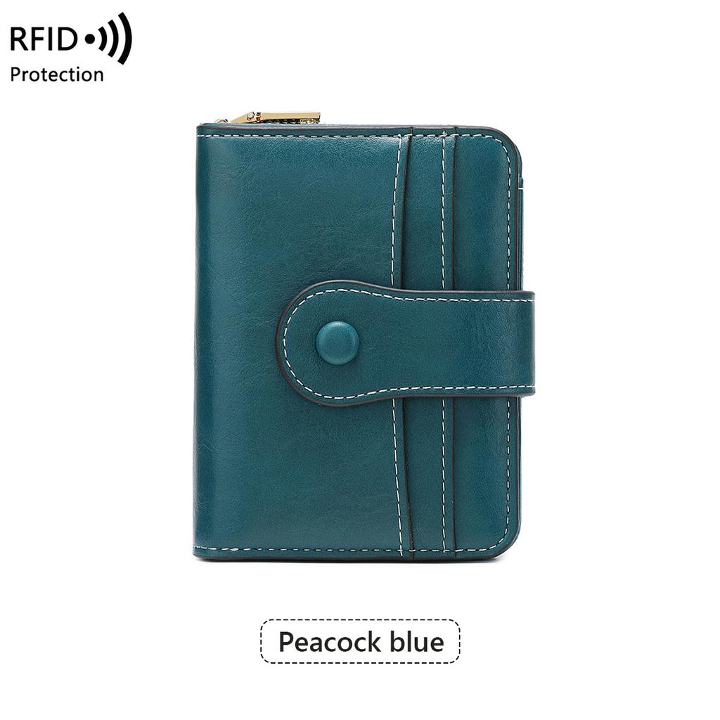 New Anti-magnetic Short Wallet Multi-function Zipper Buckle Wallet Retro Women's Change Bag
