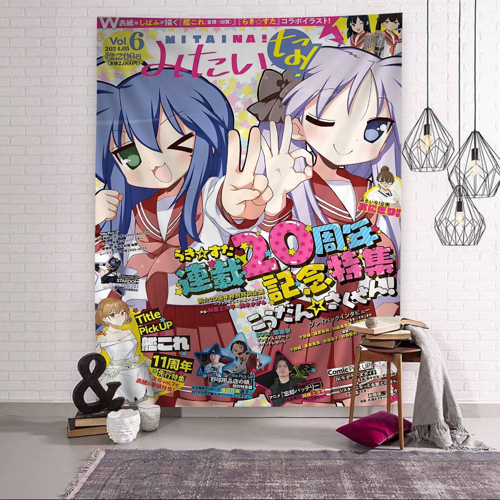 Anime Lucky Star Tapestry Art Printing Japanese Wall Tapestry Anime Wall Hanging Home Decor