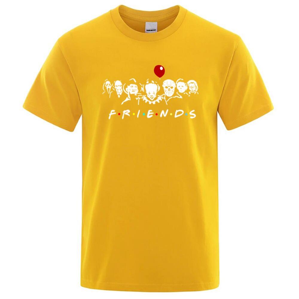 Men's High Quality T Shirt Cotton Fun Friend Print Short Sleeved Summer Loose Cool Round Neck Men's Top