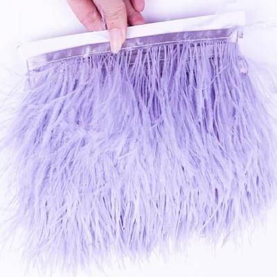 Feather1M High Quality Purple Natural Color Ostrich Feather Plumas Decorative Stage Party 6-8CM Edge Ribbon Wedding Dress Sewing Craft
