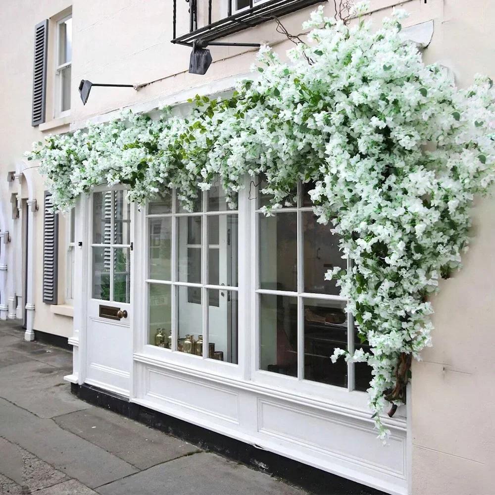 1pc 76cm Artificial Bougainvillea Flower Garland Floor Mounted Vine for Outdoor Wall Arch Wedding Centerpieces Decoration Flower