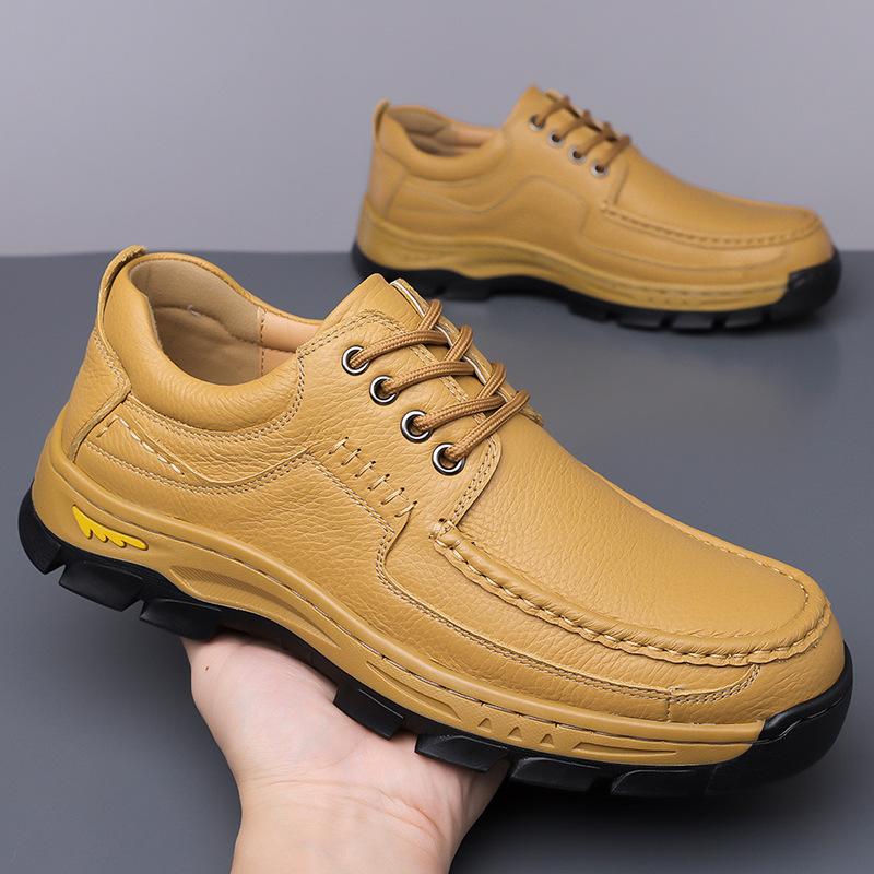 

Spring new men s casual leather shoes low-top trendy soft sole soft surface non-slip wear-resistant leather shoes trendy men 38