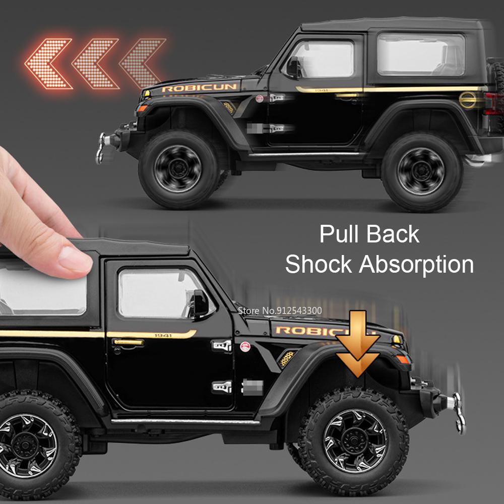 1:24 Wrangler Rubicon Tank 500 SUV Model Car Toy Shock Absorption Wheel Steering Sound Light Off-road Vehicle Models Boys Gifts