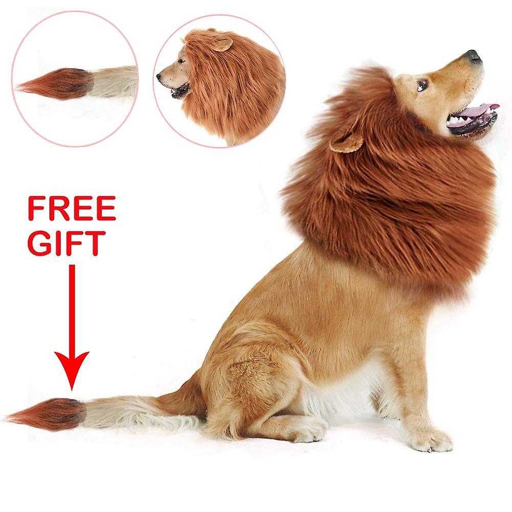 Funny Dog Lion Mane Dog Costumes Lion Wig with Tail Pets Party Supplies