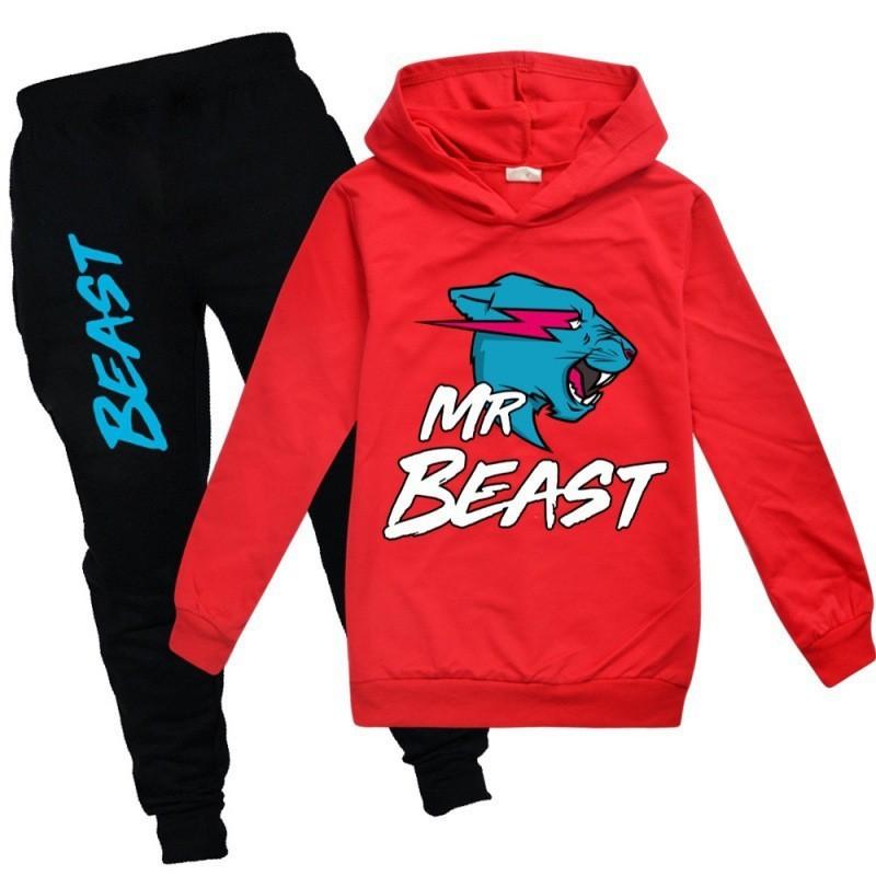 Trendiges Mr. Beast Cartoon Hoodie-Set für Jungen und Mädchen – bequem und stylisch