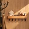 Solid Wood Coat Rack Wooden Key Holder, Organizer with 6 Hooks, Modern Wall Hooks for Entry Mounted Hanger Entryway Kitchen And Office Holder