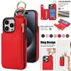 Ring Zip Wallet Card Leather Phone Case For iPhone 16 Pro Max 15 14 Plus 13 12 Mini 11 XS XR X SE 8 7 Flip Stand Cover Etui