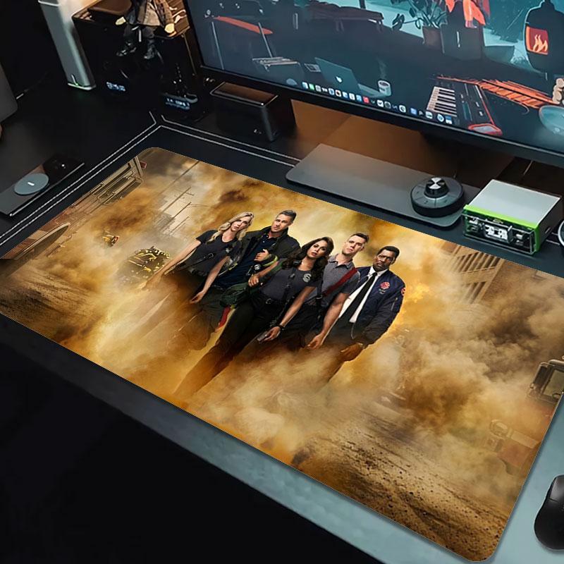 Chicago Fire Large Size Mouse Pad Large Gaming Table Cushion Nonslip Laptop Tablet Big Mousepad Xxl Mat Mini Pc Playmat With Lock Edge