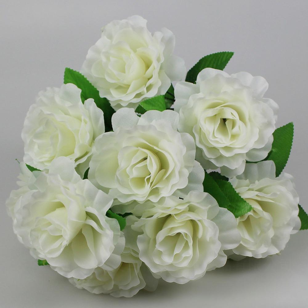 

12 Heads Real Happy Silk Flower Mini Plastic Valentine s Day Natural Flower Photography Photo Gift Fake Rose Flowers Bouquet белый