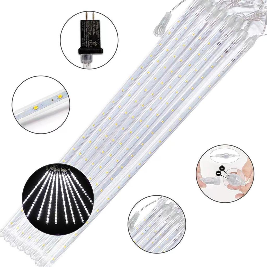 AKISOT LED Illumination Lights, Fall Lights, Snowfall Lights, 30cm x 8 Strings50cm x 8 Strings, Streaming Meteor, Icicle, Snowdrop Lights, String