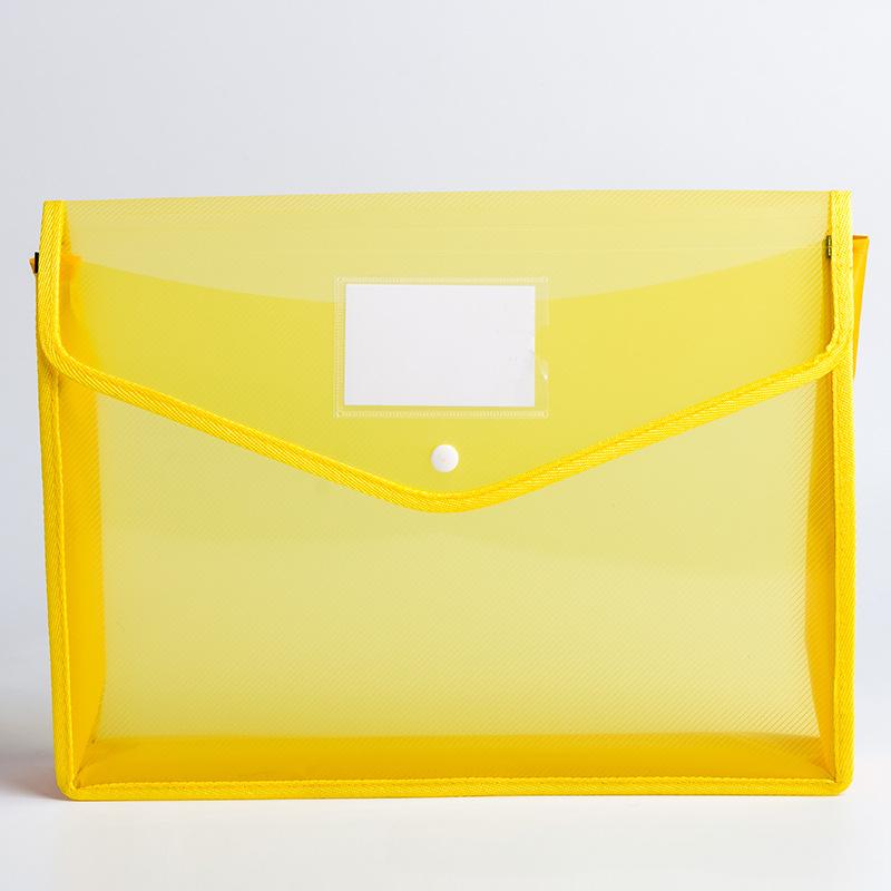 A4 Colorful File Folder with Label Pocket Horizontal Snap Button Portable Examination Paper Document File Organizer Bag School Supplies