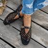Roman-style Woven and Hollowed-out Mary Jane Women's Shoes 2025 Summer New One-button Flat Single Shoes Fashion Sandals Trend