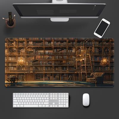 Library Mouse Pad Non-Slip Rubber with Stitched Edges Large Desk Mat Enhanced Gaming Office Home Desk Accessory for PC Study