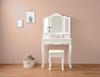 Hagihara Dresser Mirror Vanity Table Elegant Princess White Three-sided MD-6568WH [With Stool]