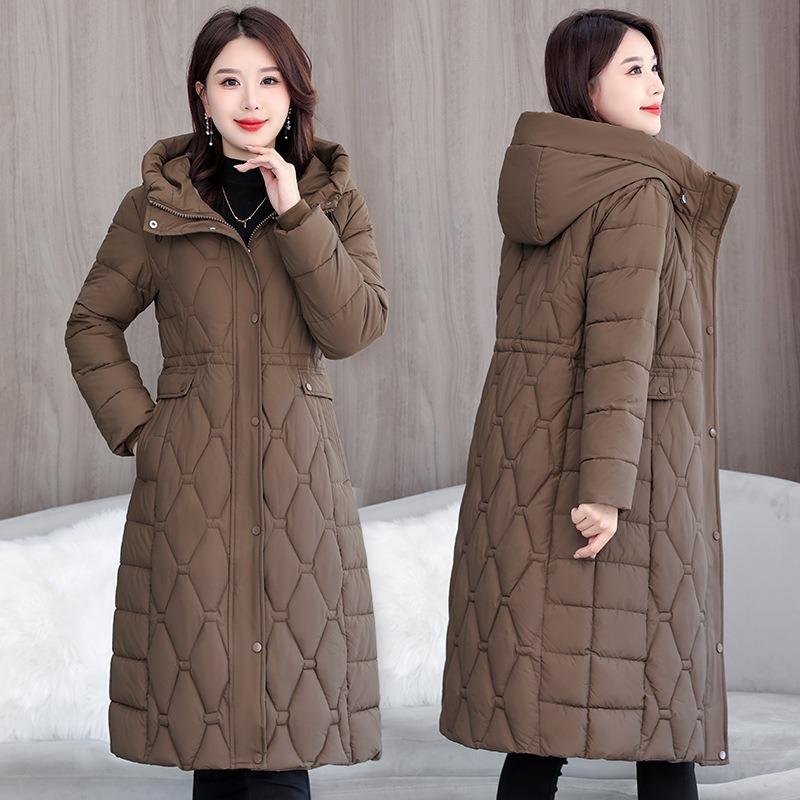 Winter Hooded Women's Cotton-padded Clothes Women's Long Knee-slim Cotton-padded Jackets Thermal Down Cotton-padded Clothes Women's Jackets