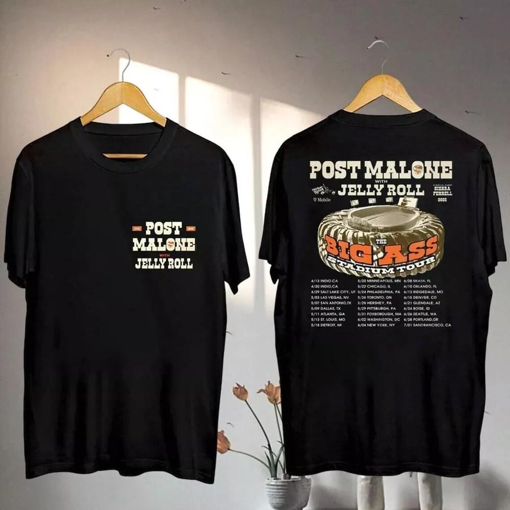 Post Malone And Jelly Roll Tour Tee Post Malone Big Ass Stadium Tour 2025 Shirt Unisex T-Shirt S