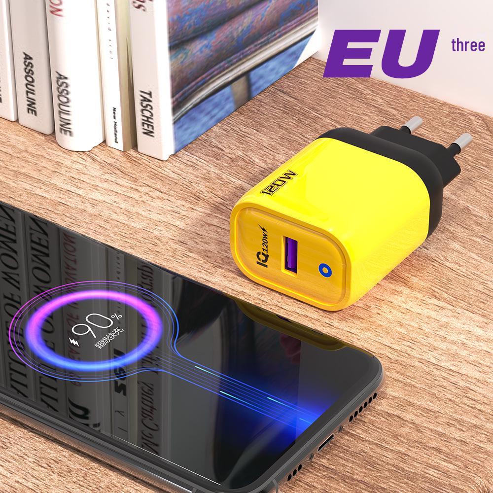 120W Cross-Border USB Fast Charger - European, American, UK Standard, Amber Yellow