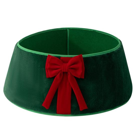 Christmas Tree Skirt Soft Faux Suede Bow Design Foldable Reusable Base Cover Festive Christmas Decoration