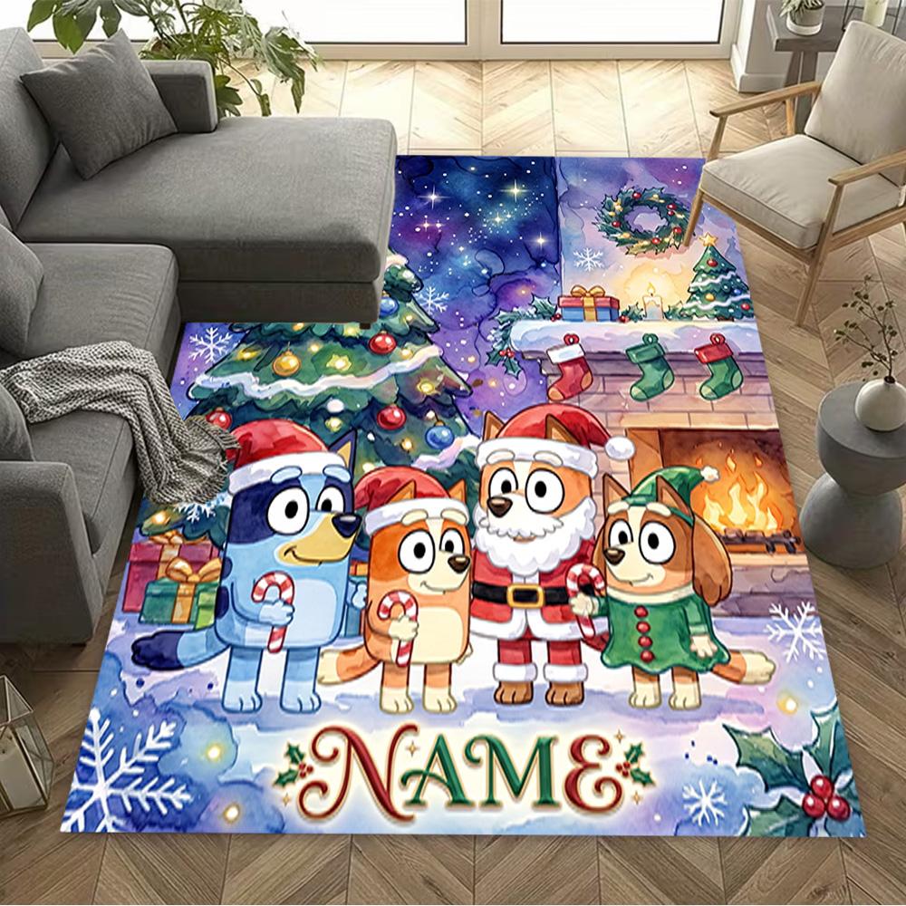 Christmas Pals Celebration Customized Name Floor Rug Office Rug Design for Game Room Balcony Entryway Outdoor Antislip Carpet Decorate Offices