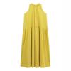 Elegant Yellow Sleeveless Halter Neck A-line Dress - Women's Retro Resort Style.