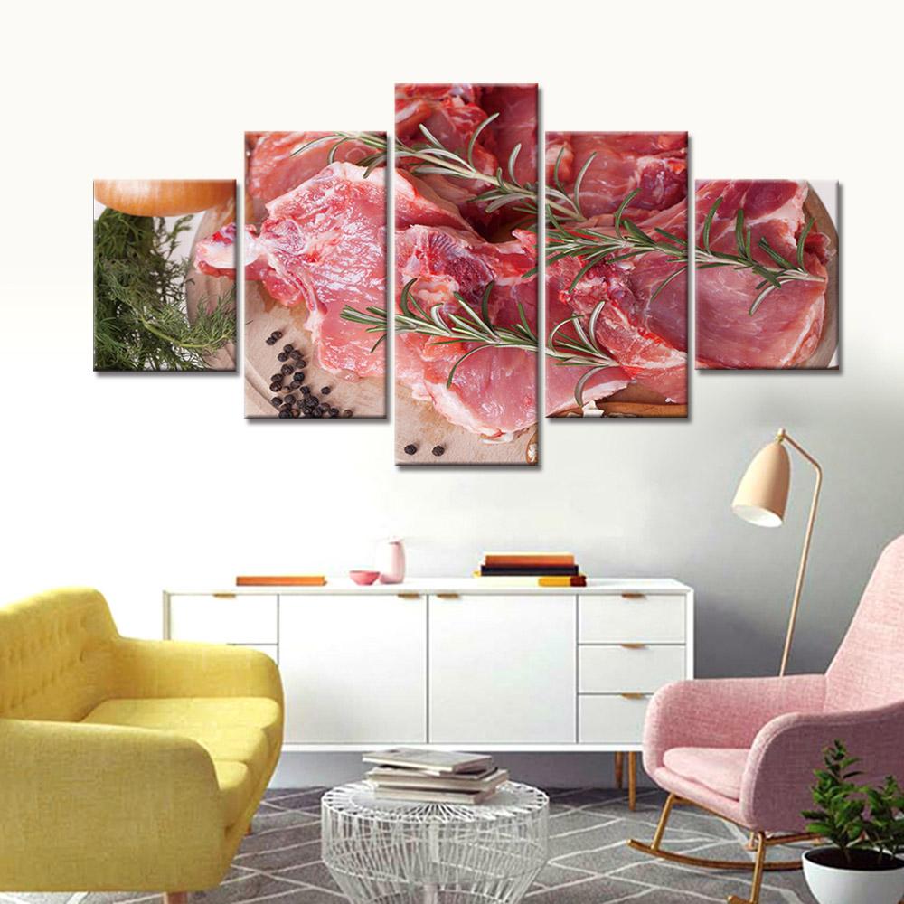 Prints Art Wall Canvas Painting Modern Prints Meat Food Posters Pictures Kitchen Decoration Wall Decoration