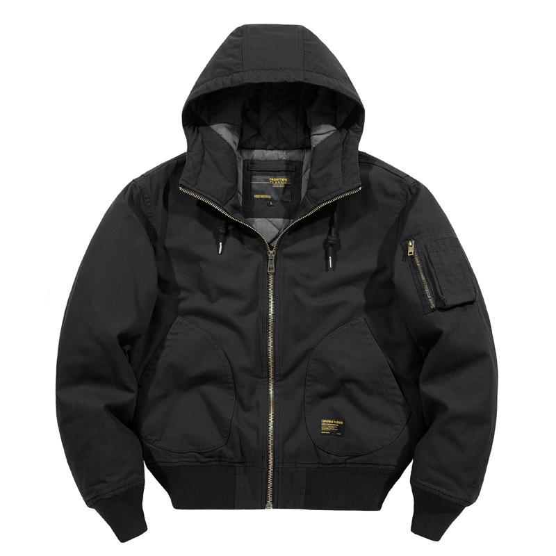 Cotton Coat Men's Thickened Loose Large Vintage Casual Hooded Work Jacket Cotton Coat Men