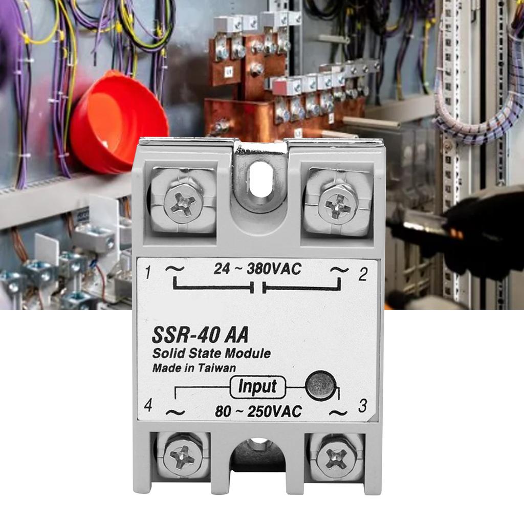 Solid State Relais Modul AC zu AC Einphasen Relais Schalter 80‑250V Eingang 24‑380V Ausgang SSR‑40AA