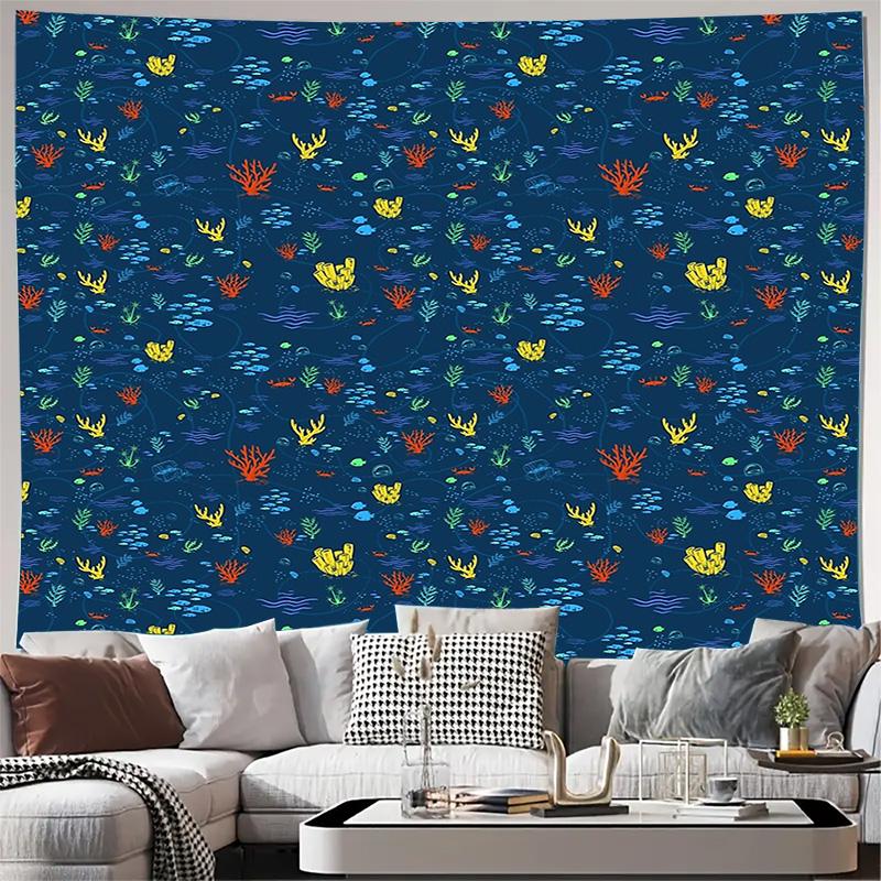 

Ocean Wall Tapestry Sea Life Decor Beach Theme Backdrop Coastal Home Decor Room Hanging Art Tapestry Aesthetic Wall Hanging 74x94cm(29x37in)