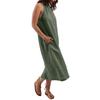 Women's Fashion Sleeveless Round Neck Straps Cotton Linen Dresses