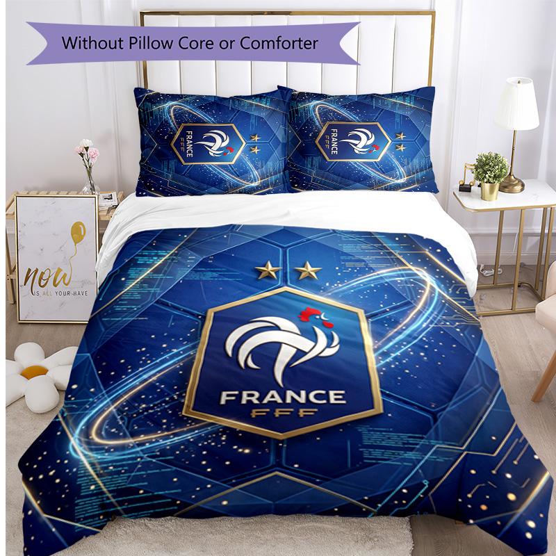 France Football Printed Bedding 3 Piece Set Cozy Breathable Bed Cover Set as Housewarming Holiday Gift