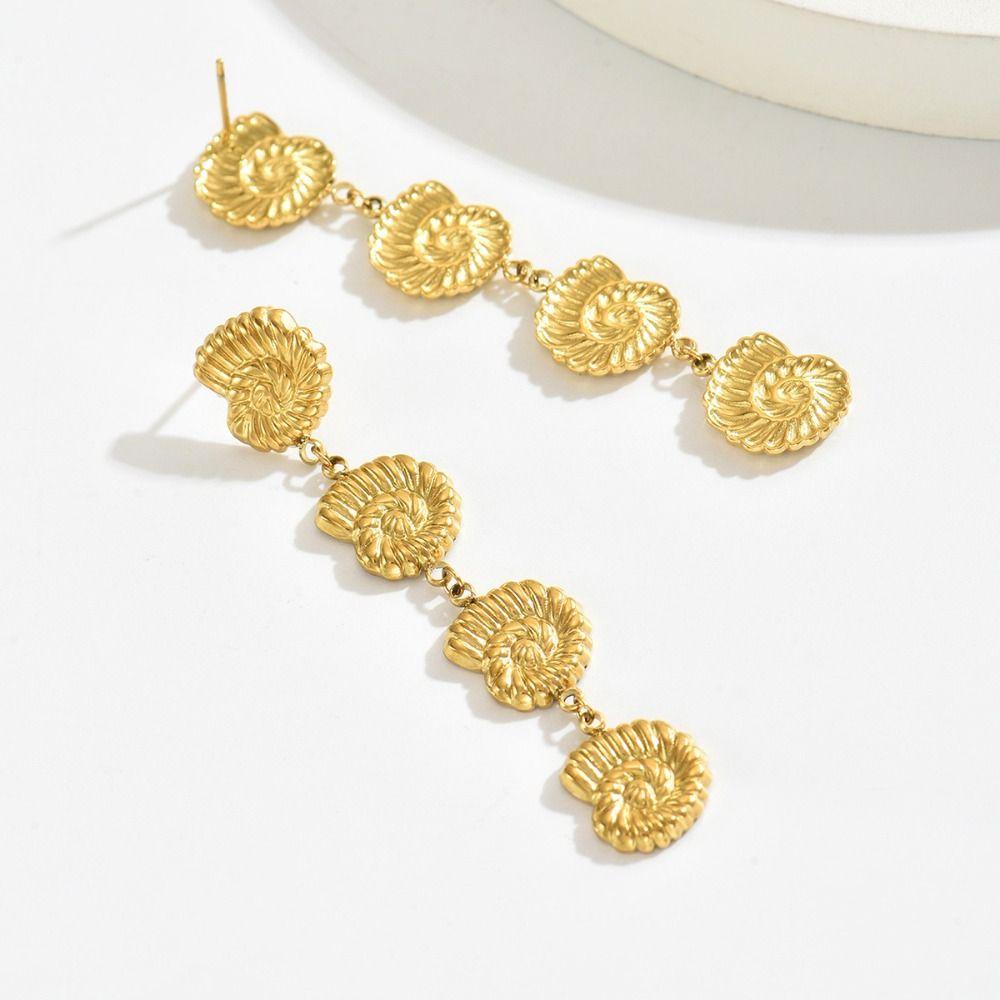 Golden Long Dangle Earrings Ocean Style Ear Pendants New Conch Earrings Women