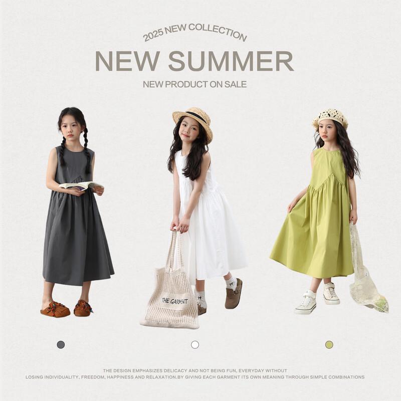 LUSON Mädchen Sommerkleid Ärmellos Koreanischer Stil