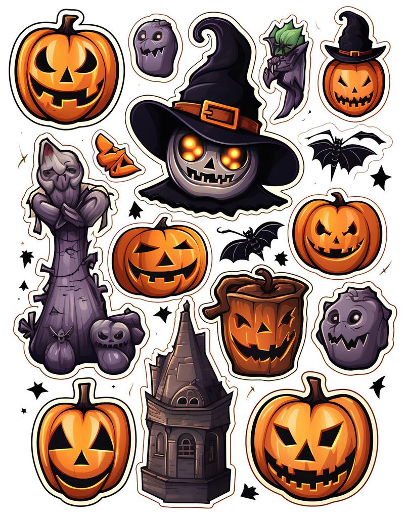 Halloween Sticker Cartoon Graffiti Style, Multi-Scene Application Texture Personalized Sticker