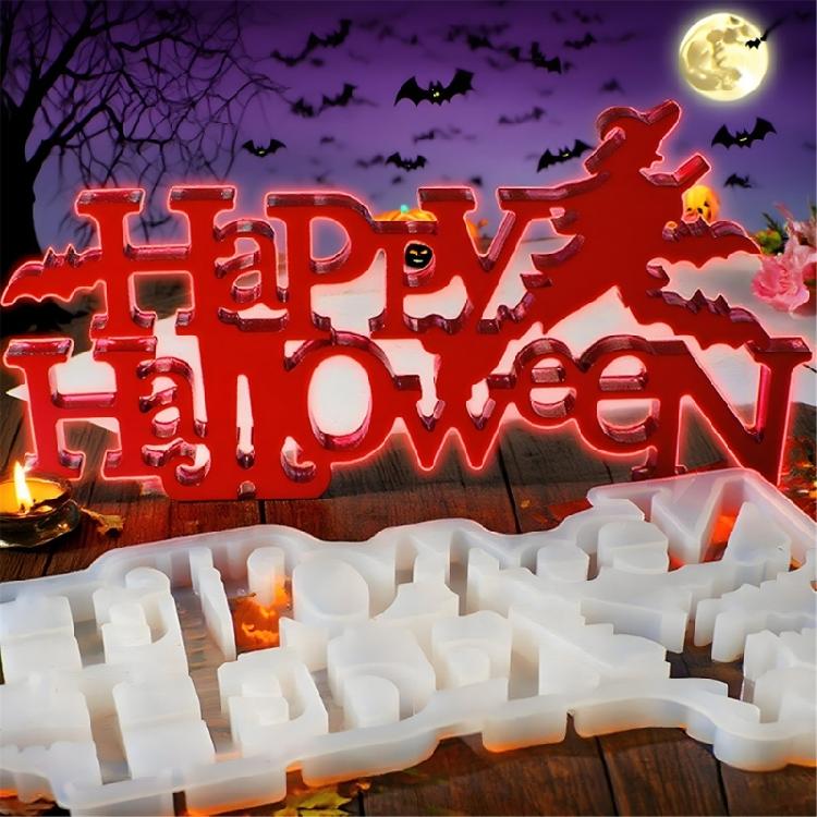 Formy Silikonowe Listy Happy Halloween Silikon Spożywczy Forma do Pieczenia Do Ręcznie Robionego Mydła Świecy Gliny Żywicy Ozdoba