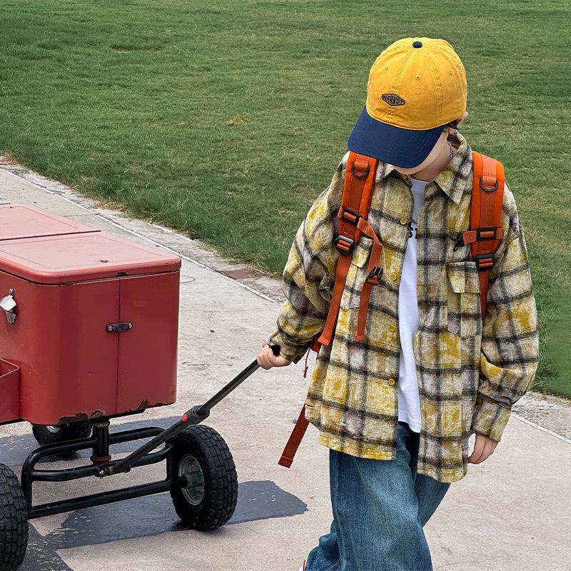 

Хлопковая клетчатая рубашка Huzhou Zhili Kids 2025 - Весенний топ для мальчиков, тонкая куртка 120 cm