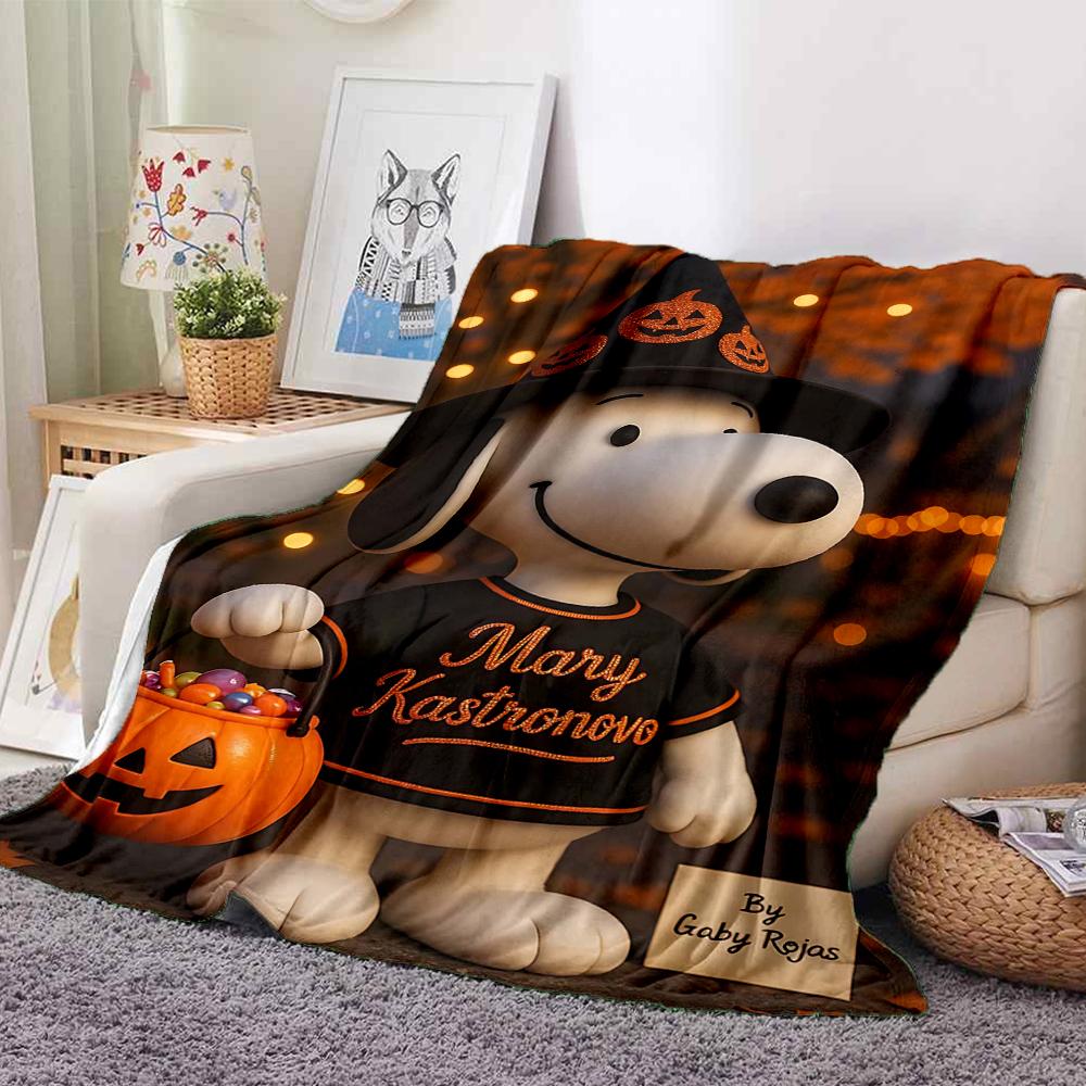 1Pc Halloween Snoopy Treats Night Blanket Soft And Comfortable Casual Warm Camping Travel Christmas Halloween Gift M917103