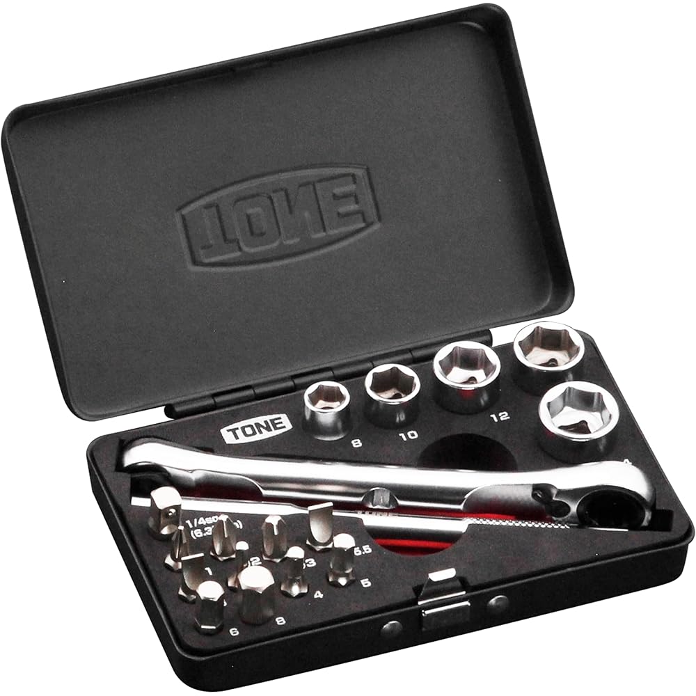 TONE Socket Wrench Bit Set MIX21620MBK 6.35mm Drive 6.35mm Double-Sided Width 18-Piece Set