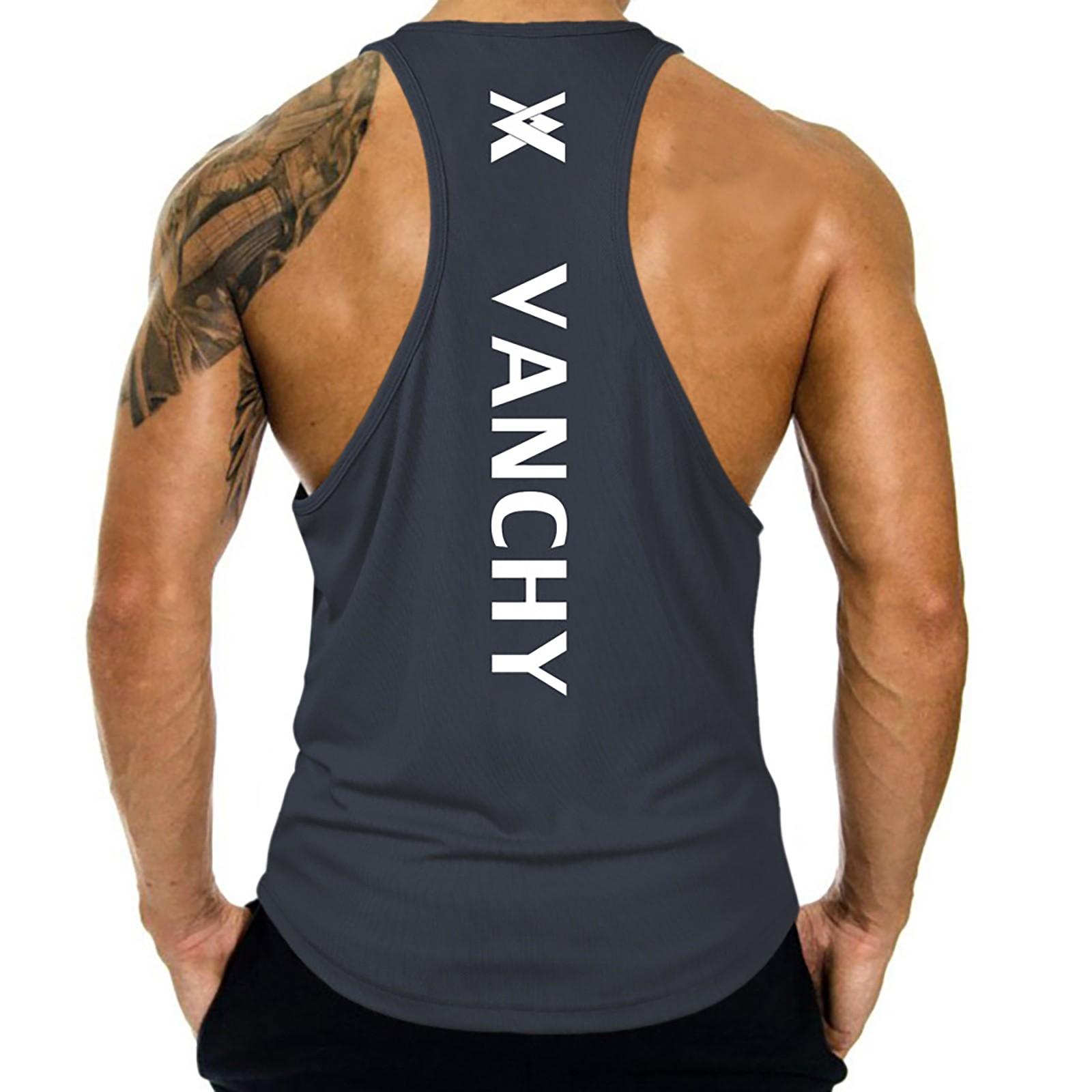 Men s Running Sports Training Muscle Tank Tops Sleeveless Quick Dry Tops XL