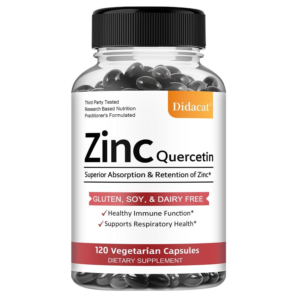 Didacat Zinc Quercetin Supplement 800mg with Zinc As Monomethionine Chelate Complex, Japanese Sophora Flower Bud Extract, 120 Caps