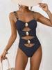 2025 Patchwork Metallschließe Bestseller Damen Einteiler Badeanzug - Europäischer und Amerikanischer Strandstil