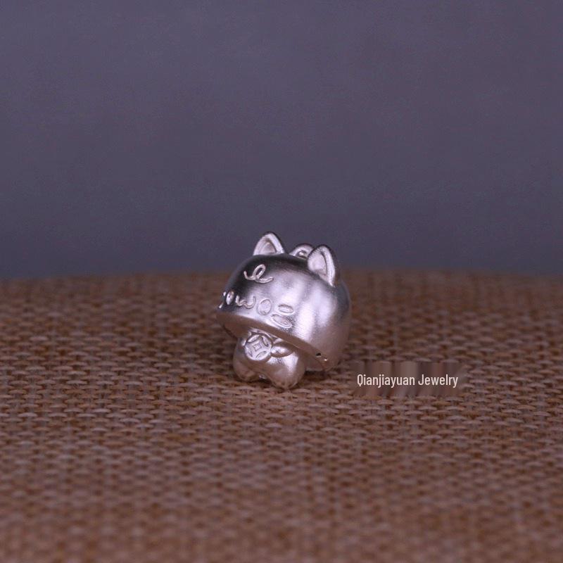 Sterling Silver 999 Hidden Cat Bracelet & Pendant Set - Pure Silver Necklace & DIY Red String Accessories