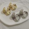 Unique High-End Irregular Metal Pleated Stud Earrings 2025 Design