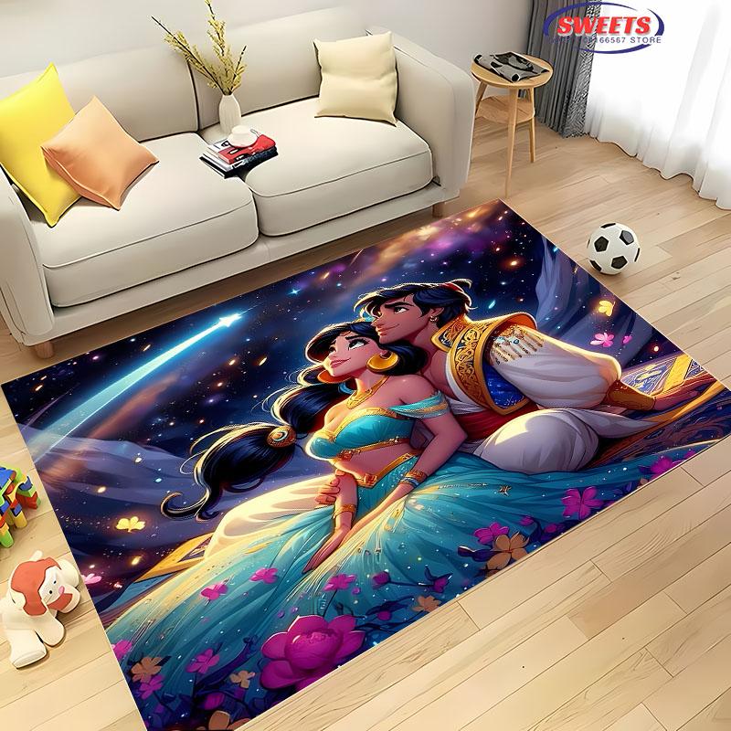Nuovi Scaffali! Tappeto Classico Principessa Aladdin, Area Soggiorno Camera da Letto Ufficio Stanza dei Bambini a Scelta, Tappetino Antiscivolo Lavabile Regali