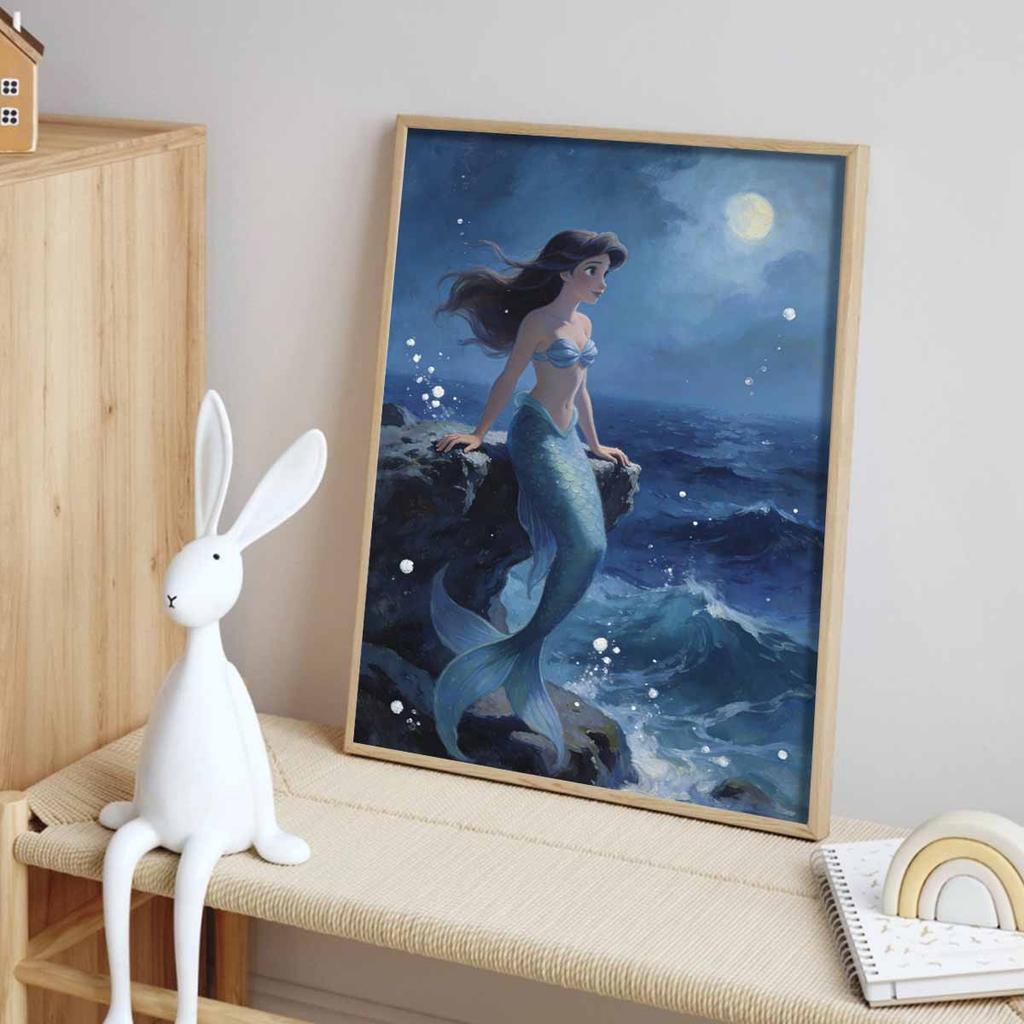 Disney Little Mermaid Ariel Moonlight Ocean Diamond Painting Art Mosaic Kit Handmade diy5D Home Decor Gift