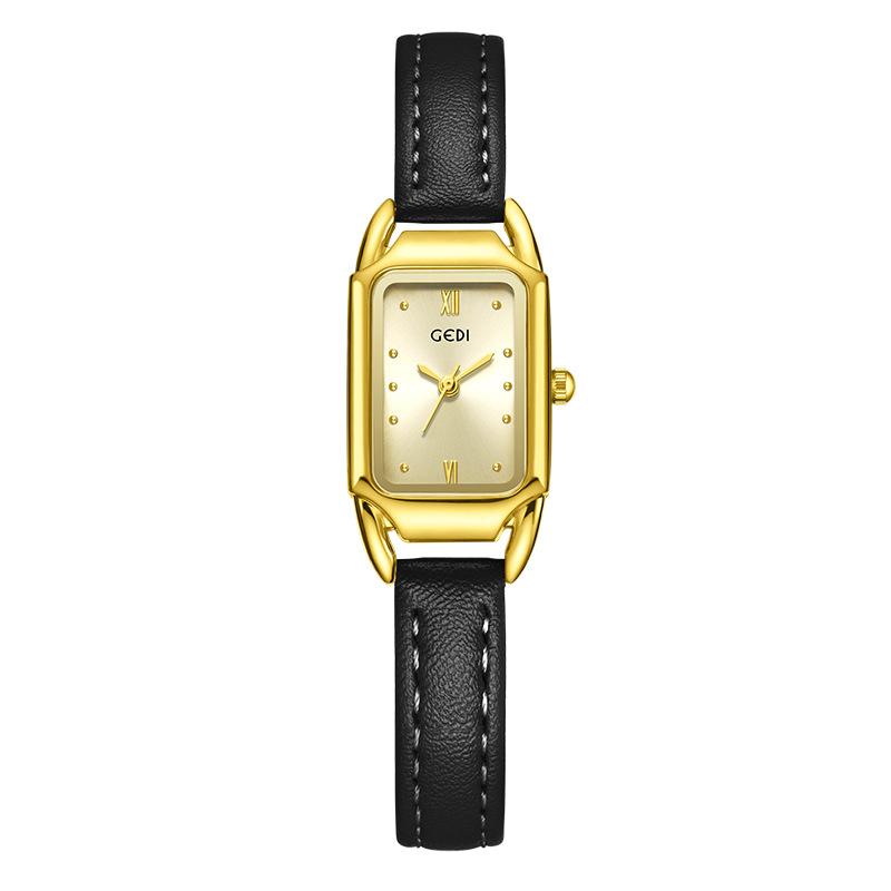 High-Value Small Sugar Cube Women'S Watch Niche High-End Belt Student Watch Fashion Saddle Shell Quartz Watch