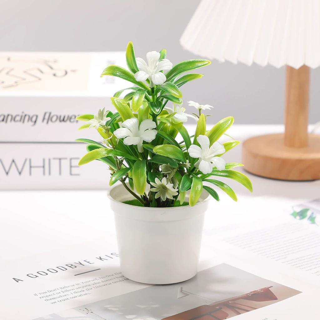 Artificial Potted Plant Decorative Tabletop Fake Flower Arrangement Indoor Home Office Desk Greenery Landscape Faux Botanical Ornament