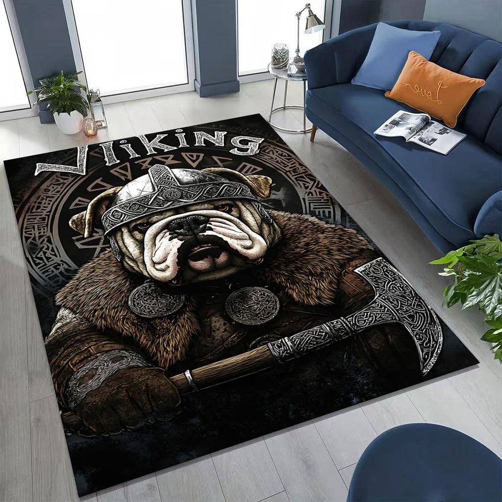 Nordic Viking Warrior Symbol Valhalla Valknut Rune Moto Rug for Bedroom Living Room Sofa Home Doormat Decor,Non-slip Floor Mat