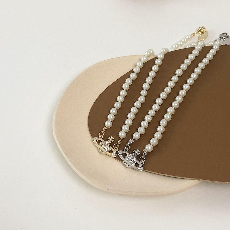 Pearl Saturn Vintage Clavicle Chain Necklace Pendant Jewelry Accessory Girl Gift
