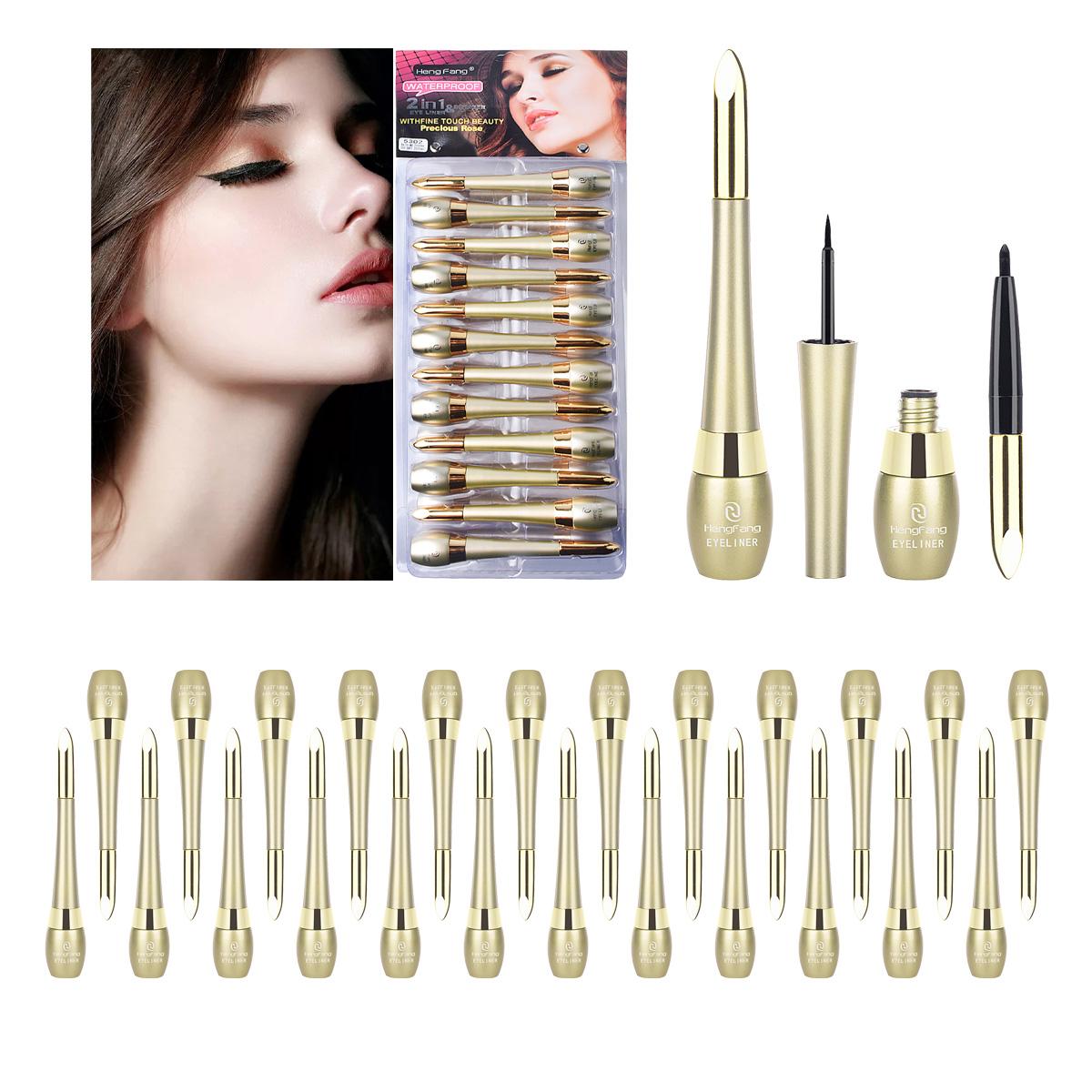 

HengFang 24 шт./упак. подводка для глаз 2 в 1 подводка для глаз черная жидкая долговечная подводка для глаз крем-инструмент для макияжа глаз для женщин